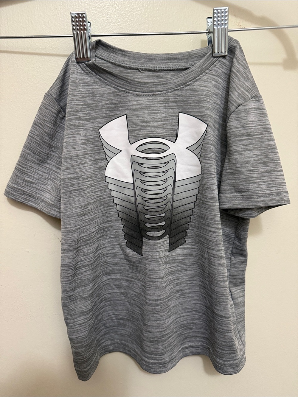 Under Armour Grey Heather Short Sleeve Tee with Stacked Logo